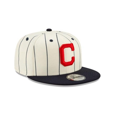 White Cleveland Indians Hat - New Era MLB Pinstripe 9FIFTY Snapback Caps USA5148927